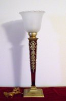 A Decorative arts style Decorated Metal Table Lamp