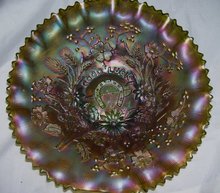 Vintage'' Northwood,'' Good Luck '' Green, 9 in. Bowl