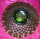 Vintage'' Northwood,'' Good Luck '' Green, 9 in. Bowl
