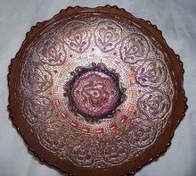 Vintage Fenton Glass'' Persion Medallion'' Rare- Red- 7.00 in. Ice cream Bowl