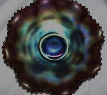 Vintage Northwood 1911 '' Rainbow'' Purple-9 in. Varient Art Glass Bowl