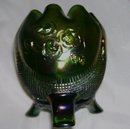 Vintage Nortwood '' Fine Cut and Roses'' Green- Footed Rose Bowl