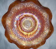 Vintage Fenton, ''Persion Medallion'' Pumpkin Colored (8) Rullfe Bowl