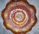 Vintage Fenton, ''Persion Medallion'' Pumpkin Colored (8) Rullfe Bowl