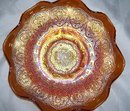 Vintage Fenton, ''Persion Medallion'' Pumpkin Colored (8) Rullfe Bowl