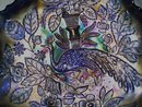 Vintage Fenton, ''Peacock and Urn'' Persion Blue, (8) ruffle, ( Beaded Berry Exterior ) Art Glass Bowl