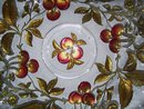Vintage Northwood, ''Paneled Cherries'' Intaglio, Red and Gold Enameled 10.125 inch Center Bowl