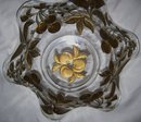Vintage Northwood, ''Paneled Cherries'' Intaglio, Red and Gold Enameled 10.125 inch Center Bowl