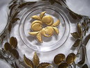 Vintage Northwood, ''Paneled Cherries'' Intaglio, Red and Gold Enameled 10.125 inch Center Bowl