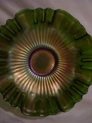 Vintage Northwood, ''Stippled Rays'' , Emerald Green, 9'' Three in one, Art Glass Bowl