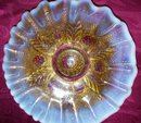 Vintage Northwood, '' Netted Roses''Intaglio, Opalescent , Goofus Treated Bowl