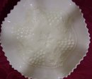 Vintage Northwood, Varient and Rare ''White''-Grape and Cable'' 6 Ruffle/ Basketweave exterior, 7and 5/8 inch Art Glass Bowl