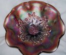 Northwood,''Star of David and Bows''Carnival Glass, Amethyst Bowl