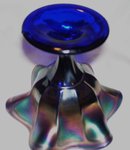 Fenton,''Peacock Tail'' Vintage- 6 Ruffle, Electric Blue Compote