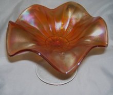 Fenton,''Stippl Raysl'' Vintage- 6 Ruffle, Marigold Compote