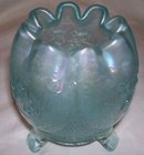 Vintage, Northwood, '' Fine Cut and Roses, Aqua- Rose Bowl, varient with'' Fancy '' interior