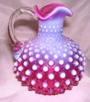Fenton Art Glass-Cranberry Hobnail Opalescent 5 inch Cruet