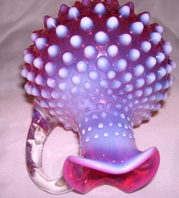 Fenton Art Glass-Cranberry Hobnail Opalescent 5 inch Cruet
