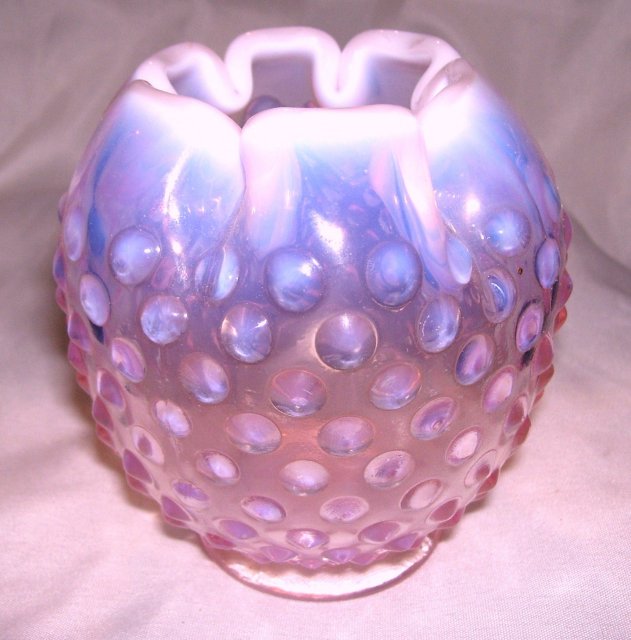 Fenton Art Glass- Hobnail - Wild Rose colored Pink -Opalescent 5 inch Rose bowl