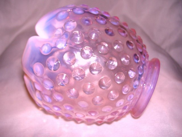 Fenton Art Glass- Hobnail - Wild Rose colored Pink -Opalescent 5 inch Rose bowl
