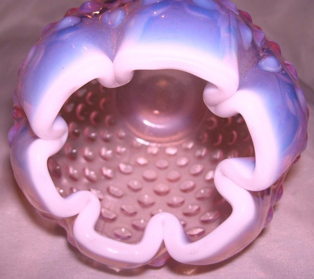 Fenton Art Glass- Hobnail - Wild Rose colored Pink -Opalescent 5 inch Rose bowl