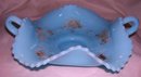 Vintage Northwood, '' Poppy Scroll'' Intagilo( Googus ) Decorated , Turquoise, 2 handled Card Tray