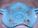 Vintage Northwood, '' Poppy Scroll'' Intagilo( Googus ) Decorated , Turquoise, 2 handled Card Tray