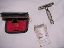 Vintage Gillette Mini Travel Double Edge Razor and Blades in Black German Case