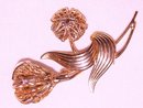 A -Ladys Gold PlatedTwo Flower Filigre Brooch-Leaf Pin