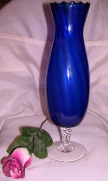 A Blue Glass 10 inch Art Glass Vase