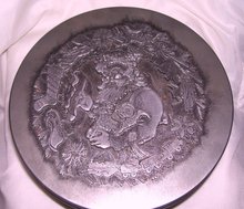A Metzke large 8.00 by 3.00 inch copywright 1880 Santa ClausCandy Cannister