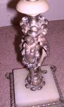 A Vintage Double Pull Chain, Decorative Victorian Arts Sculpture Lamp with A Contemory Tiffany Style Leaded Glass Shade