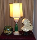 A Vintage Aladdin, 1938- Ivory Opal-(Alacite) Glass, E lectric , 26 inch Table Lamp