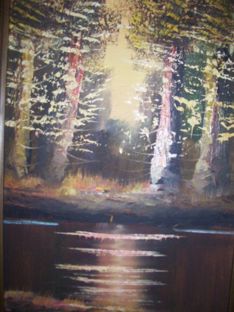 Autum Trees with Brook , Signed