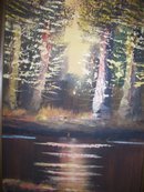 Autum Trees with Brook , Signed