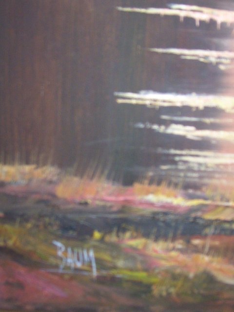 Autum Trees with Brook , Signed