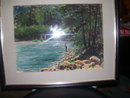 A Fishing Scene by The artist-Everett- Watercolor Signed Everett 91