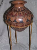 A Balck and Brown Geometric Olla Vase,