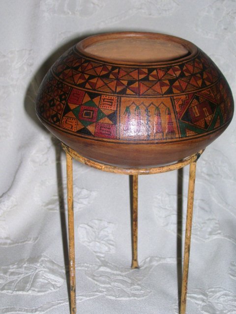 A Vintage Early 1900's -Native American -Hopi Indian- Many Panel decorated with various designs Clay Pot