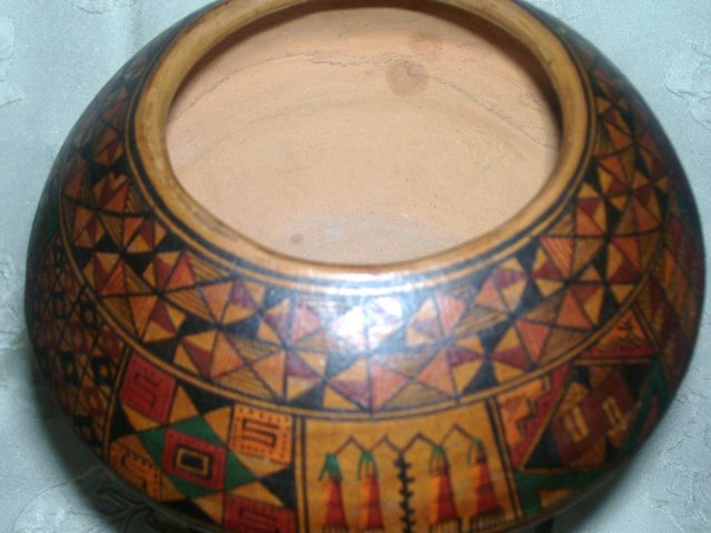 A Vintage Early 1900's -Native American -Hopi Indian- Many Panel decorated with various designs Clay Pot