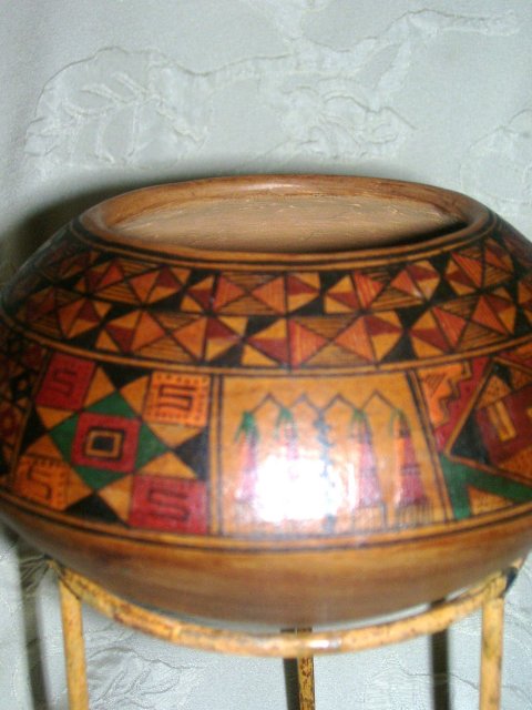 A Vintage Early 1900's -Native American -Hopi Indian- Many Panel decorated with various designs Clay Pot
