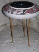 Margie of Arizona ,Decorated Art Pottery Bowl with Turquoise Gem stones by Margie of Arizona