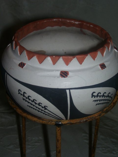 Native American Decorated Art Pottery Bowl by Lois Johnson
