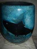A large Decorative arts-Whales/Ocean Pottery vase,by Harold Long, Eastern Band of The Cherokee Indians,20th century