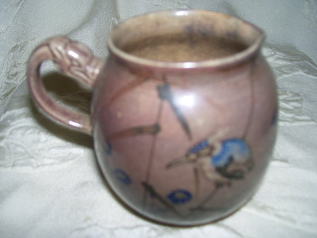 A Chinese tea pot-Dragon Handle- 1700's Painted blue birds -under glaze thin walled pottery tea pot