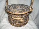 Vintage Native American late 1800's hand coiled basket with lid and handle