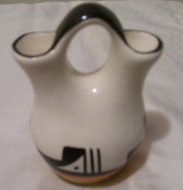 A Fluted Native American Signed wedding vase