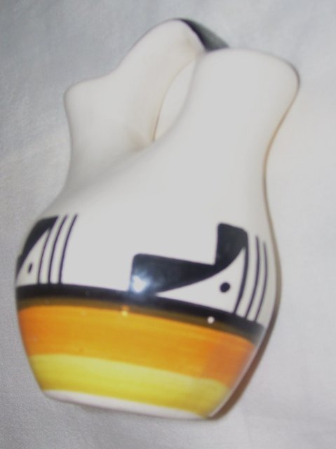 A Fluted Native American Signed wedding vase