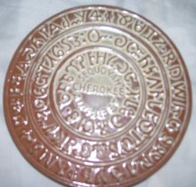Frankoma Pottery wall plak--- Sequoyah Cherokee-Sapulpa Clay-ALPHABET Plate.