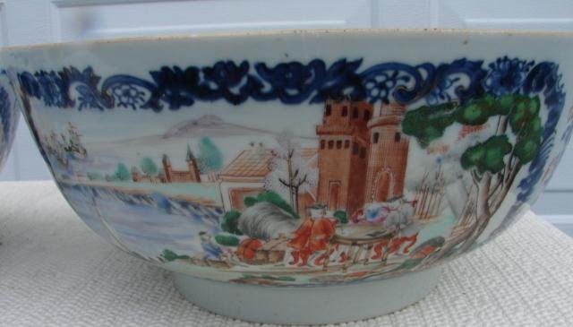 C. 1740-1760 CHINESE EXPORT PAIR EUROPEAN SUBJECT BOWLS